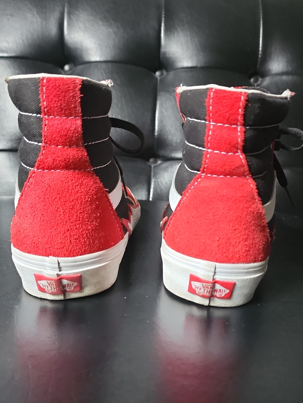 Vans Sk8-Hi Bolt Racing Red Black Lightning Bolt High Top Skate Sneakers 8.5 - Picture 5 of 12